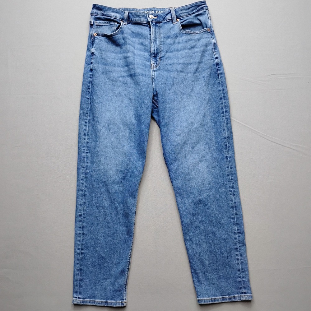 American Eagle Mom Jean Womens Size 14 Blue High Rise Tapered Leg Denim